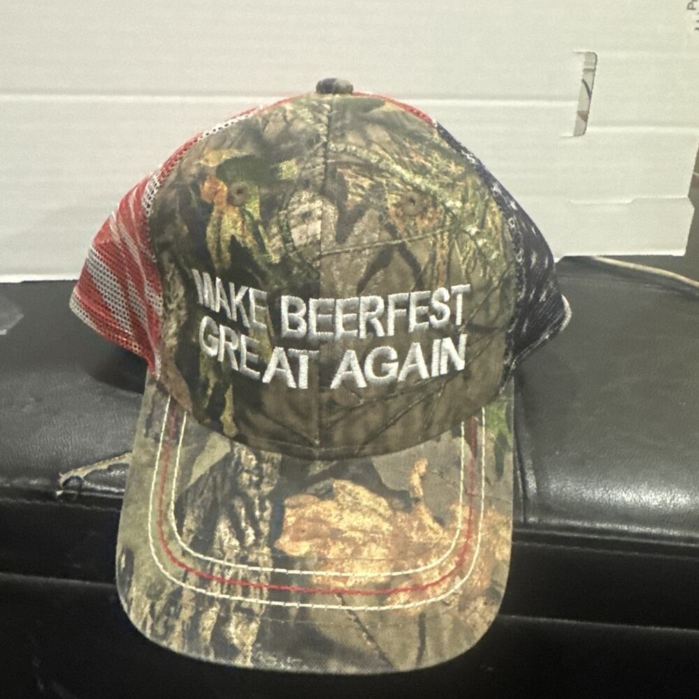 Make Beerfest Great Again Camo Trucker Hat Red Mesh Snapback Cap